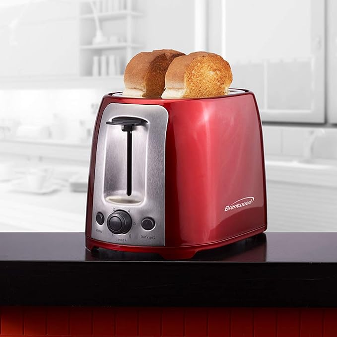 Brentwood TS-292R Cool Touch 2-Slice Extra Wide Slot Toaster Red