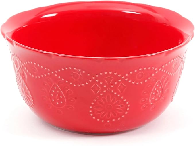 Cowgirl Lace 12-Piece Dinnerware Set – Service for 4 Durable Stoneware Scalloped Edges Dishwasher &amp Microwave Safe (Red)