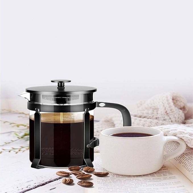 Liudan Coffee Maker French Coffee Machine-304 Durable Stainless Steel Heat Resistant Borosilicate Glass Coffee Machine Filter Household Coffee Machine Tea French Coffee Maker Coffee Press
