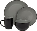 10 Strawberry Street 16 Piece Two Tone Coupe Dinnerware Set - Black/Gray