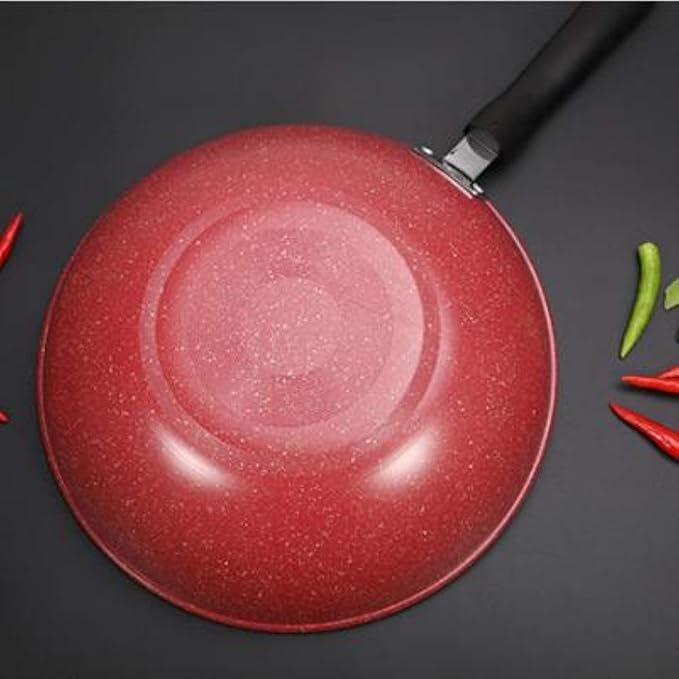 Wok Pan Cookware Set Non-Stick Wok Soup Pot Frying Pan Three-Piece Cooker Gas Stove Home Kitchen Cookware Combination for Cooking Frying (Black Fre