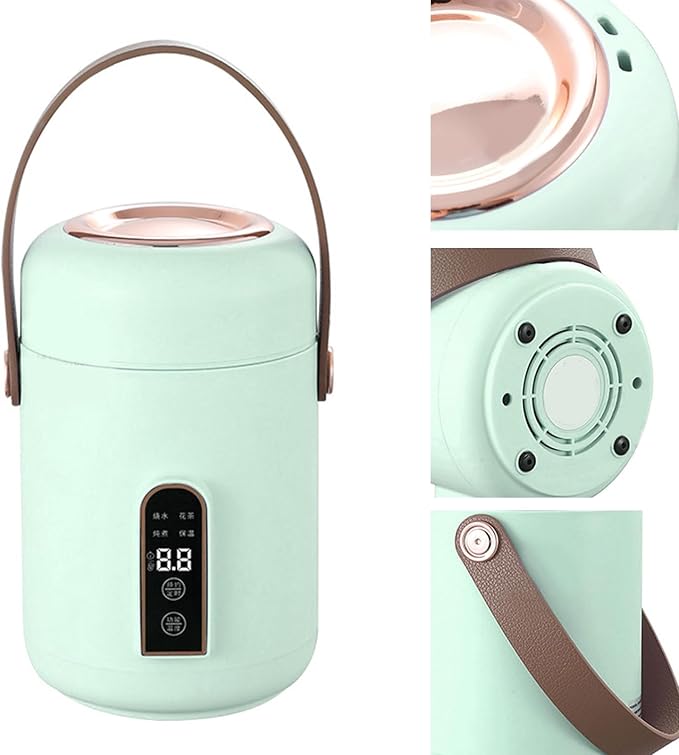 Portable Electric StewpotMultifunction Efficient Heating Mini Rice Cooker for Soup Porridge for Home Kitchen Office (Mint Green)