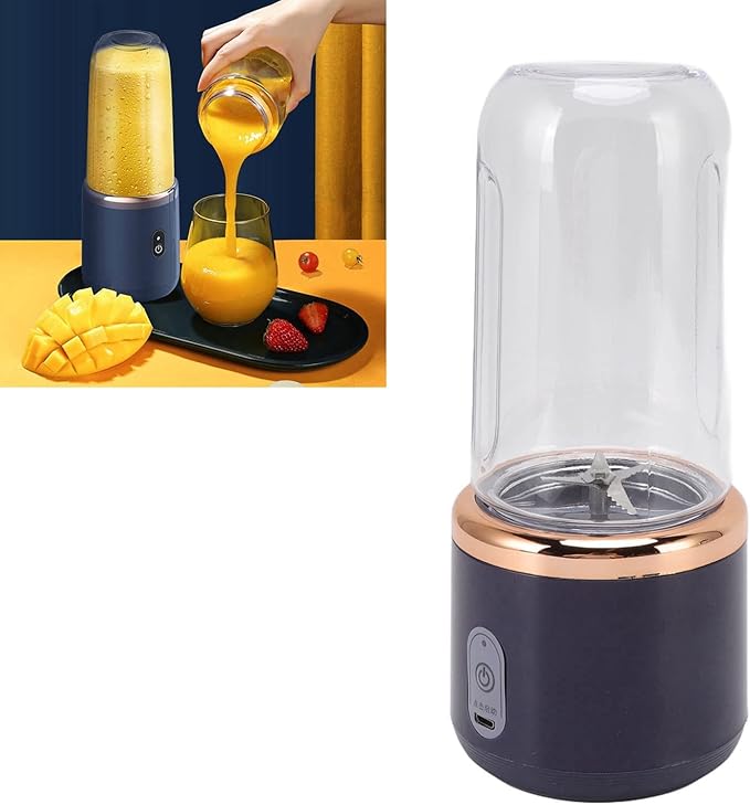 Jeanoko Smoothie Blender Mini Blender 300ml Portable Blender Cordless for Shakes Juice USB Charging with Bottle and Lid Personal Blender for Home Gym Travel