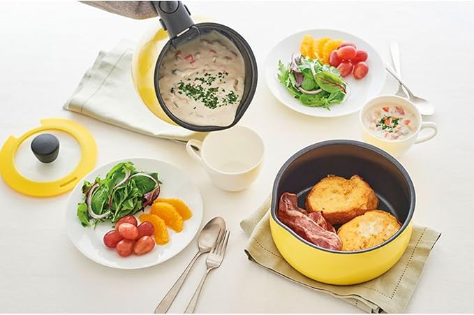 Wahei Freiz ToMay RB-2814 Multi-Pot Set with Handle Removable Medium Yellow Compatible with Induction and Gas