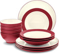 Noritake Colorwave Raspberry 12-Piece Coupe Dinnerware Set Service for 4