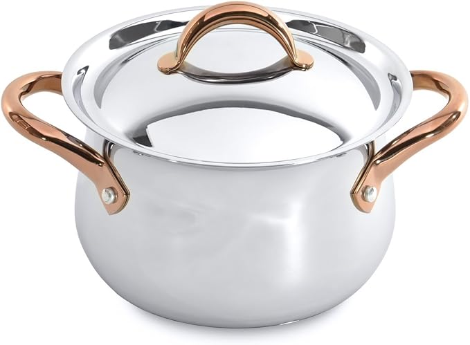 BergHOFF 11 Piece Ouro Cookware Set with Gold Handles Silver/Rose Large