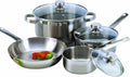 For Brand 7 Pc Stainless Pots &amp Pans Cookware Set w/Encapsulated Base and Lids