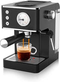 Semi Automatic Pressure Coffee Machine Home Concentrated Small Office steam frotherBlack
