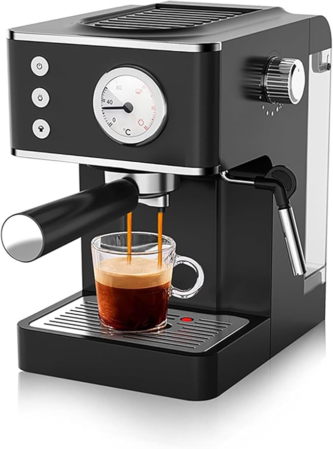 Semi Automatic Pressure Coffee Machine Home Concentrated Small Office steam frotherBlack