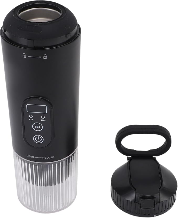 GOWENIC Portable Electric Espresso Machine 100W Travel Coffee Maker with 21Bar Pressure and Small Tea Cup Compatible with NS Pods Fine Grind for Car Camping RV Hiking (Black)