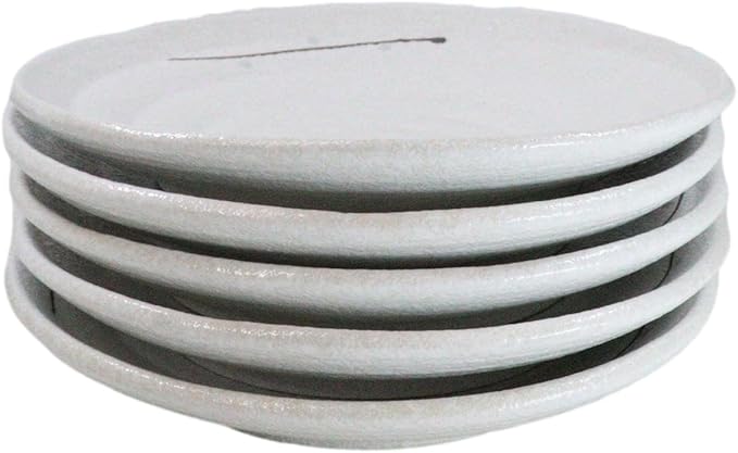 Ebros Gift Modern Yukino Hana Snow Flowers Ceramic Dinnerware Serveware Kitchenware Set Oriental Asian Restaurant Supply (Pack Of 5 Round Dinner Plates 8.75D)