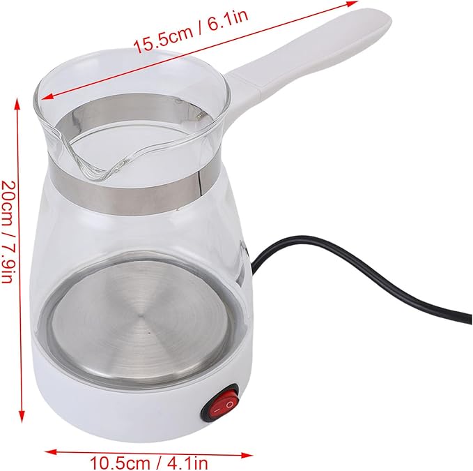 Asixxsix Electric Turkish Coffee Pot 600ML Turkish Coffee Maker Electric Glass Coffee Maker with Quick Heating 600W for Turkish Coffee Tea Yellow Wine (US Plug)