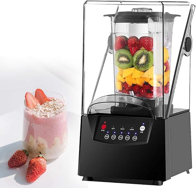 2200W Heavy Duty Commercial Blender Silent Smoothie Maker with Lid 2L Capacity 17000 RPM Crushes Ice Nuts Suitable for Cafes Coffee Shops Compact Size200x210x580mm