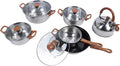 5-Piece Kitchen Cookware Set Premium Stainless Steel Multifunctional Set of Pots and Pans for Frying Pans Soup Pots Kettle Design for Quick Water Addition