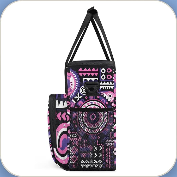 Geometry Aztec Coffee Maker Carrying Bag Ethnic Mandala Travel Storage Bag Compatible with K-Mini or K-Mini Plus Single Serve Coffee Brewer Carrying Case with Multiple Pockets &amp Shoulder Strap