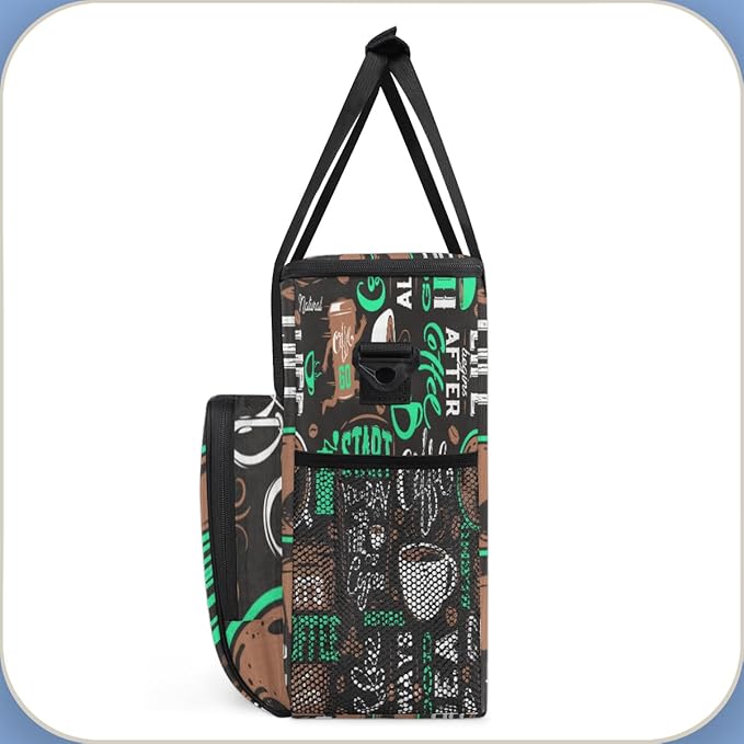Turquoise Start Your Day With Coffee Coffee Maker Carrying Bag Coffee Machine Travel Storage Tote Bag Compatible with K-Mini or K-Mini Plus Portable Single Serve Coffee Brewer Case with Pockets
