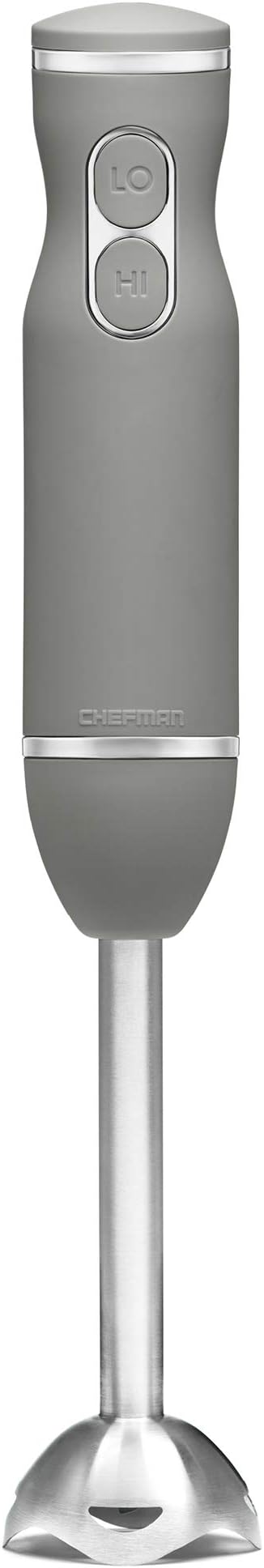 Chefman Immersion Stick Hand Blender with Stainless Steel Blades Powerful Electric Ice Crushing 2-Speed Control Handheld Food Mixer Purees Smoothies Shakes Sauces &amp Soups Grey
