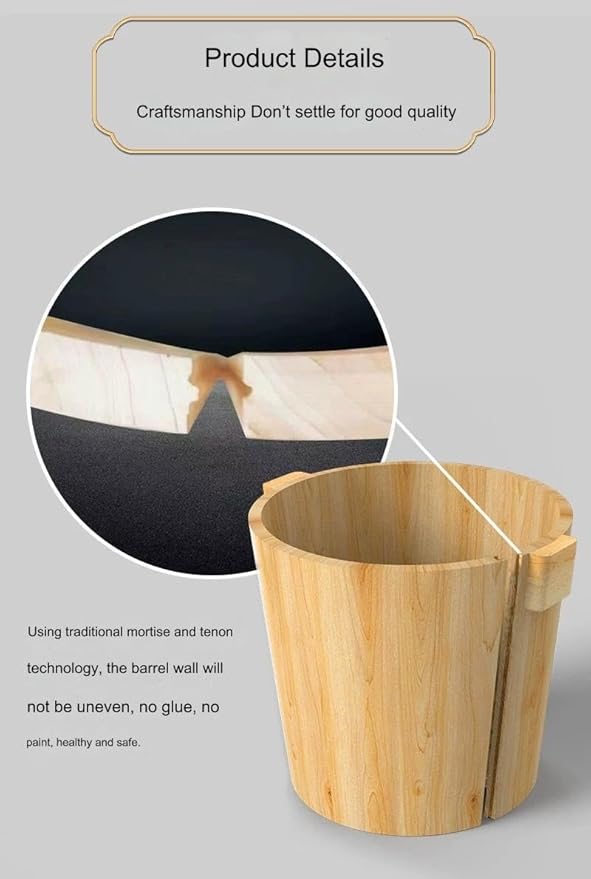 Wooden Rice Barrel Rice Steaming Barrel Rice Mixing Barrel Wooden Storage Barrel Rice Cooking Barrel with Lid for Home Restaurant(33 * 30 * 28cm)