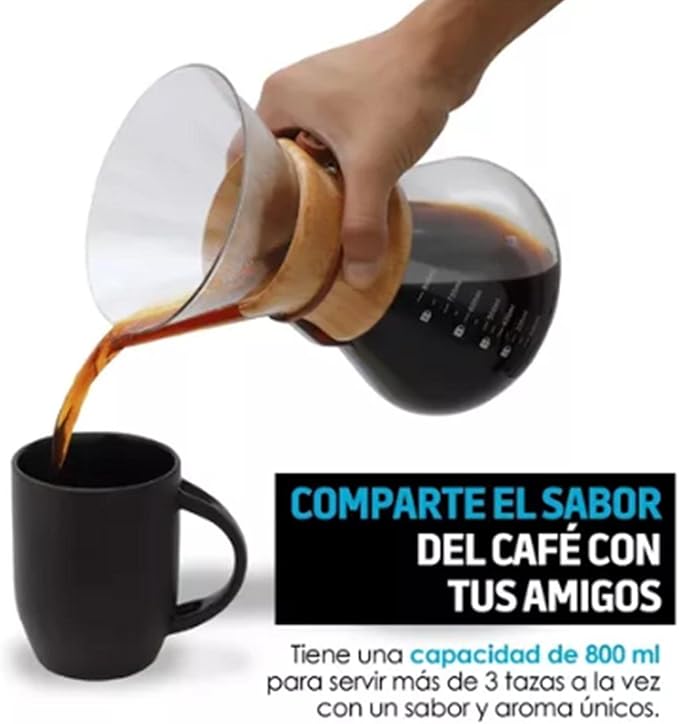Pour Over Coffee Maker Glass High Borosilicate 800ml Manual Coffee Dripper Stainless Steel Filter Brewer Ideal for Home Office &amp Kitchen Brewing