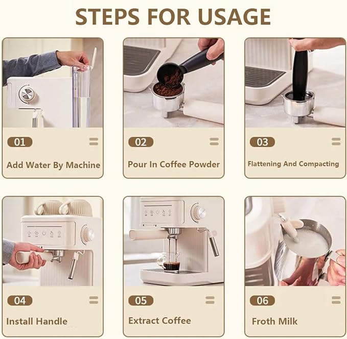 20bar Espresso Coffee Machine Italian Semi-Automatic Coffee Machine With Steam Wand 60oz Removable Water Tank Ntc Ntelligent Temperature Control Coffee Maker For HomeBlack