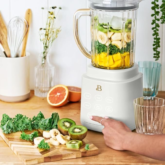 PowerExact Blender System with PrecisionSense Technology 700W Motor 50oz Tritan Jar 20oz Personal Cup Stainless Steel Blades (White Icing)