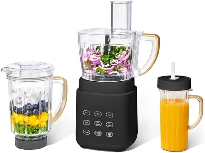3-in-1 Kitchen System with Powerful Motor Food Processor Personal Blender &amp Multiple Functions for Smoothies (Black Sesame)