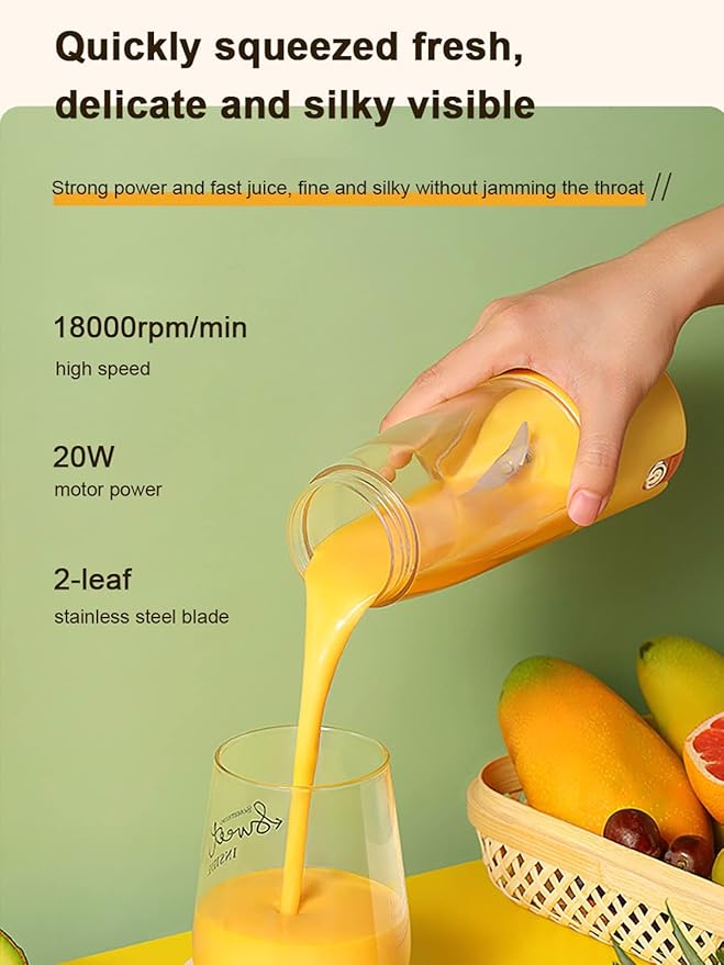 Portable Blender Personal Blender for Shakes Personal Size Blenders with USB Rechargeable Mini Fruit Juice Mixer Mini Juicer Smoothie Blender Bottles Travel 300ML
