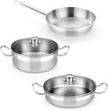 BRA COOKWARE Profesional 5 Piece Cookware Set | Stainless Steel Professional Kitchenware Set | 1 Stock Pot 1 Sauté Pan 1 Frying Pan 2 Lids | All Heat Sources Compatible | PFOA Free
