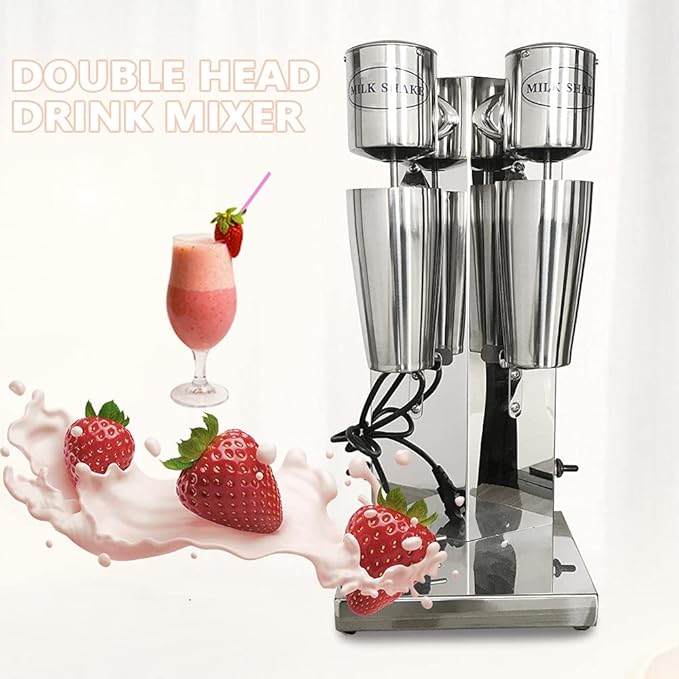 Commercial Stainless Steel Milk Shake Machine Stainless Steel Milk Shaking Machine Double Head Drink Mixer 110V (Double Head)