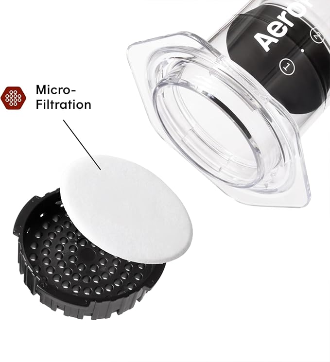 AeroPress Clear Coffee Press - All-in-One French Press Pour-Over &amp Espresso Style Manual Brewer 2 Min Brew for Less Bitterness More Flavor Small Portable Coffee Maker Travel &amp Camping