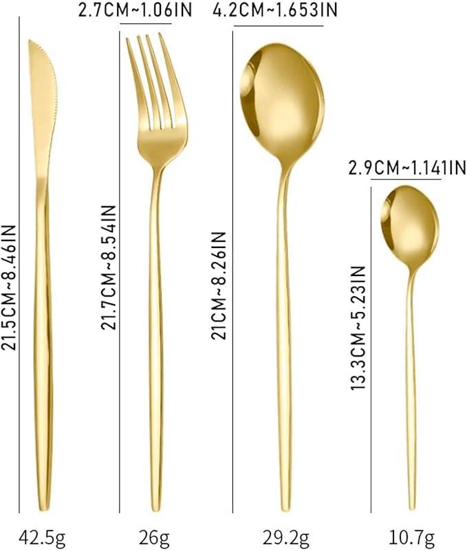 24 Piece Dinner Set for Daily Life Service for 6 Matte Slim Handle Easy Clean for Restaurant Kitchen Formal Events Parties Home Dishwasher Safe(SilverC)