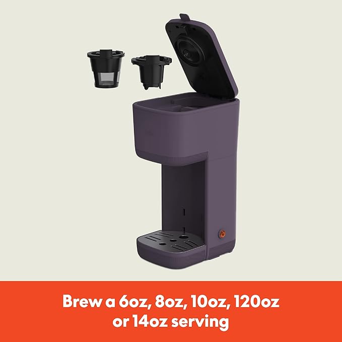 BELLA Single Serve Coffee Maker K Cup &amp Coffee Ground Compatible with Removable Adjustable Drip Tray Auto Shutoff &amp Reusable Dishwasher Safe Accessories Brews 6oz to 14oz 1000 Watt Plum