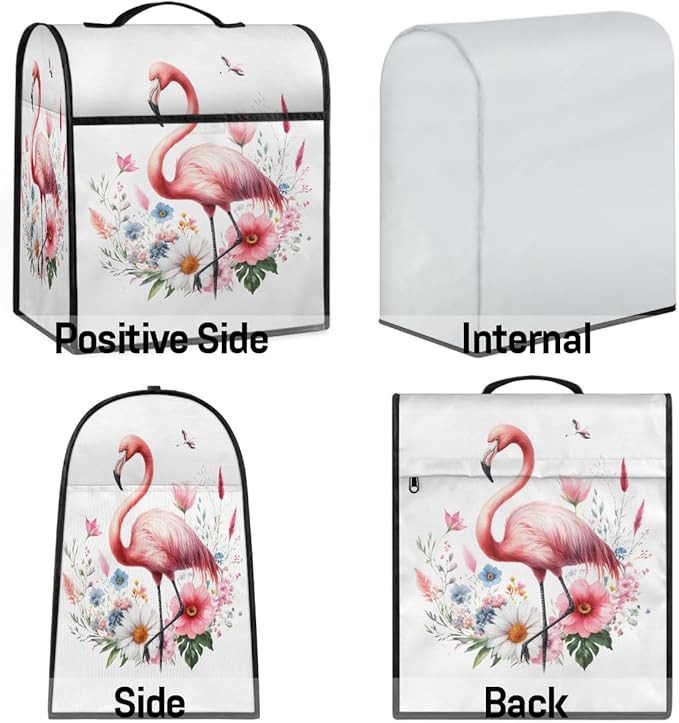 cfpolar Kitchen Aid Mixer Cover Compatible with 6-8 Quarts Pink Flamingo Flower Stand Mixer Cover Kitchen Aid Mixers Accessories Appliance Organizer Bag Dust Covers with Zipper Pocket