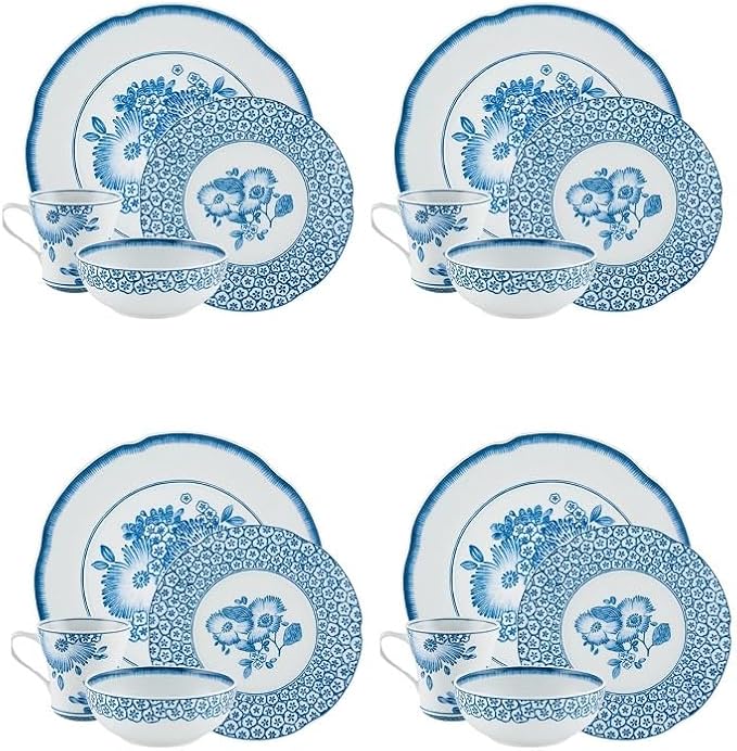 Vista Alegre Coralina Blue 16-Piece Dinnerware Set