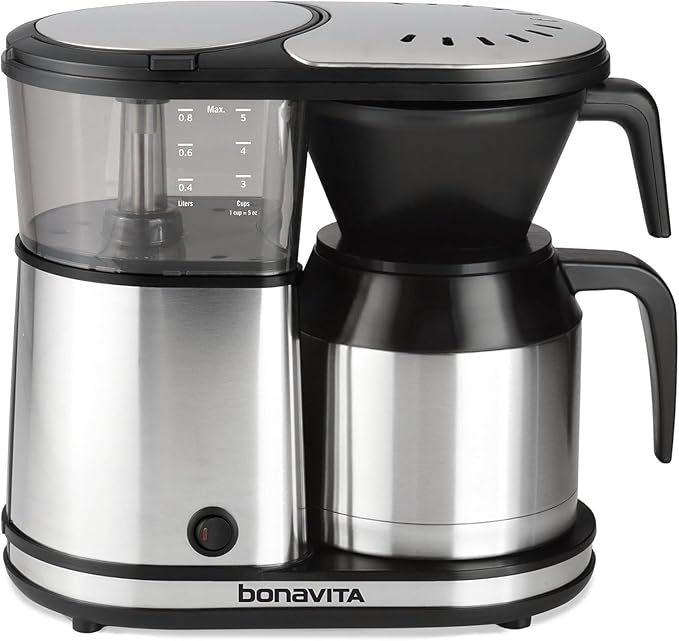 Bonavita 5 Cup Drip Coffee Maker Machine One-Touch Pour Over Auto Pause Brewing with Stainless Steel Double Wall Thermal Carafe SCA Certified Dishwasher Safe BV1500TS