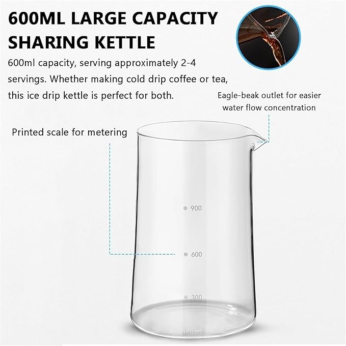 Generico Ice Drip Coffee Maker Iced Maker Drip Cold Brew Coffee Maker Machine Space Saving Leak-Proof 400ml capacity for Home and Office