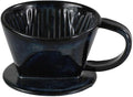 Asayu Japan Ceramic Coffee Pour Over Maker Set in Dark Navy Blue Slow Brewing Paper Filter Holder and Dripper with 3 Holes for Coffee and Tea - Coffee Dripper Cone