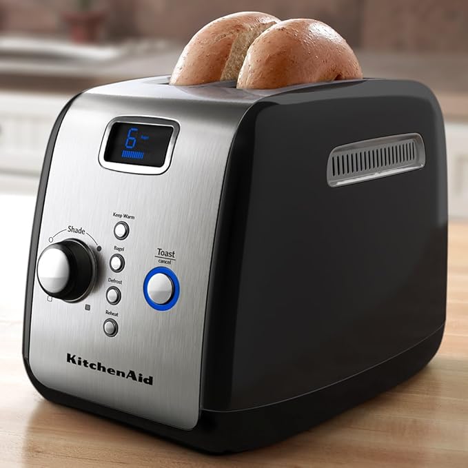 KitchenAid KMT223OB 2-Slice Toaster with One-Touch Lift/Lower and Digital Display - Onyx Black