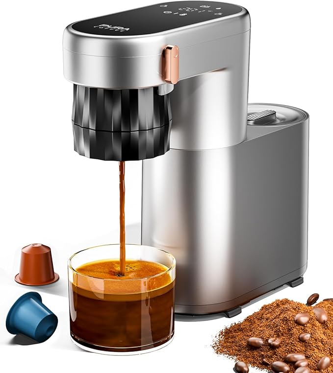 C1 Pro Compact Mini Espresso Machine with NS Capsule &amp Ground Coffee Rechargeable Portable Espresso Maker Electric Small Espresso Machine for Travel RV Car Camping Hiking Office Home with Rich C