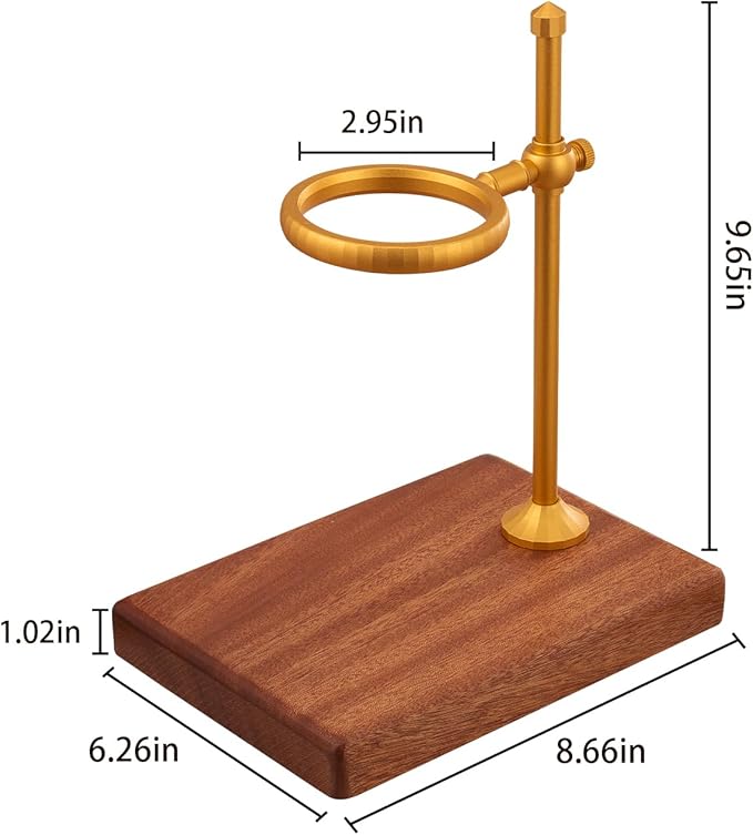 Pour Over Coffee Stand Height Adjustable Pour over Coffee Maker with Sapele Wooden Base Paper Filters Bronze