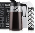 Sivaphe Large Ice Cold Coffee Maker 64 oz Dishwasher Safty Traitan Carafe Pitcher Leak Proof Iced Hot Coffee/Tea Brewer Method 2 Quart with Reusable Filter