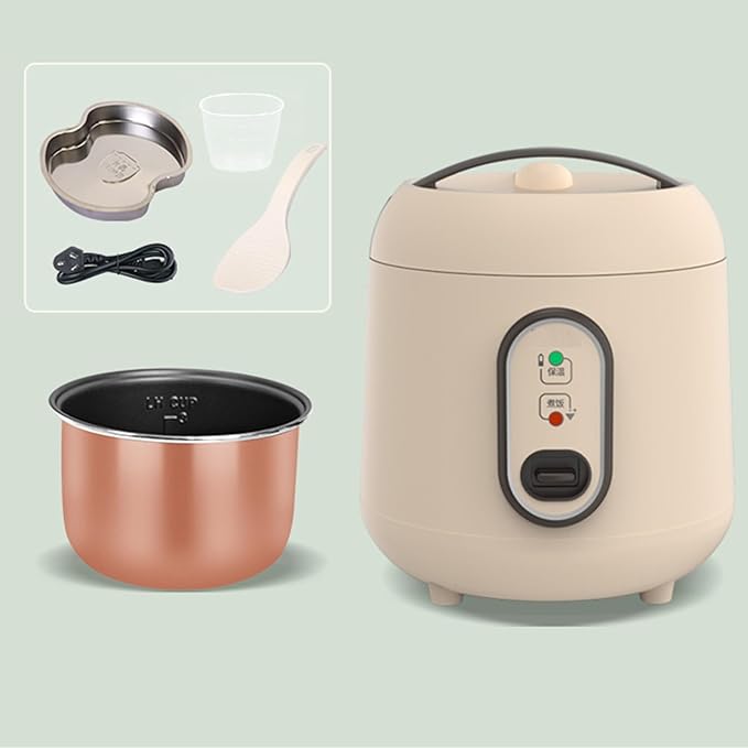 Mini Rice Cooker - Student Dormitory Rice Cooker Multifunctional Rice Cooker For One Person Electric Rice Cooker With Spherical Inner Pot Includes Steamer Insert Spoon And Measuring Cup(2L)