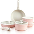 Multi-Piece Detachable Cookware Set Non-Stick Pots and Pans Set with Removable Handles Cooking Set Oven Safe Stackable Universal for All Stoves15PcPink