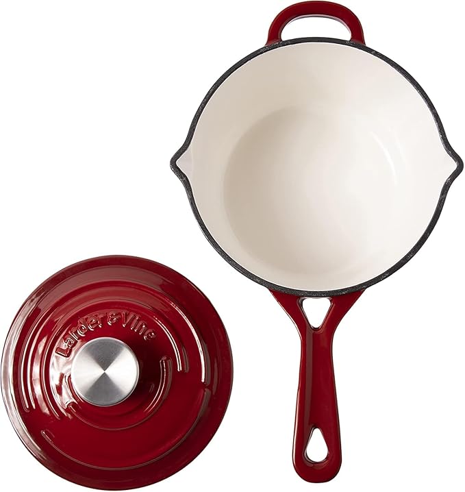 Larder &amp Vine 20 Piece Cookware Set (Cabernet) | Dutch Oven Utensil Set Saucepan and Trivets