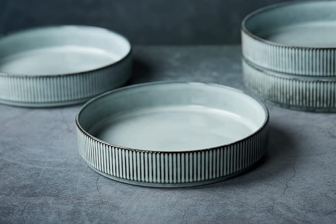 Famiware Star Dinnerware Set with Plates and Bowls Service for 4 (16-Piece) Stoneware Kitchen Dishes Dinner Sets -Smoky Blue