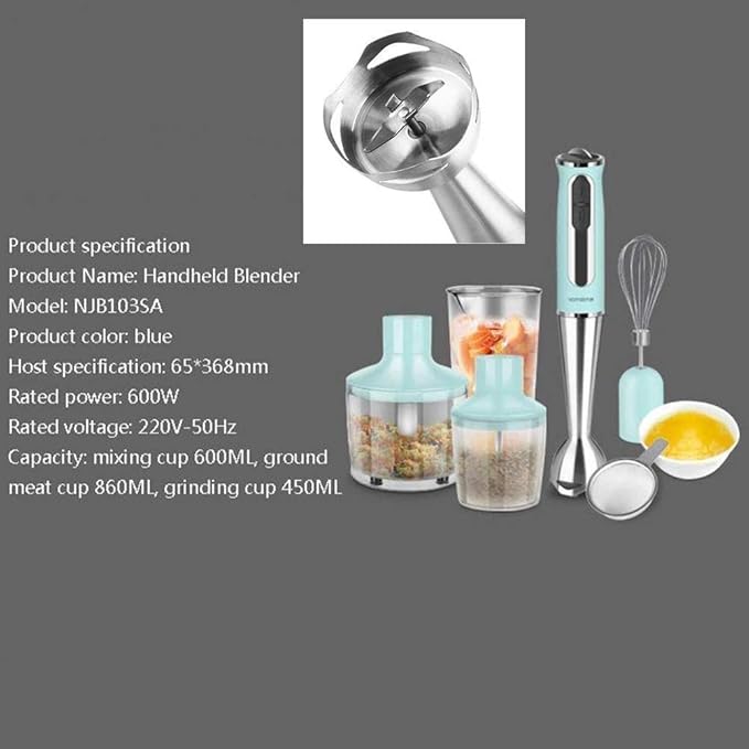 House Kitchen Immersion Hand Blender 8 Speed Stick Mixer with Stainless Steel Shaft &amp Blade 600 Watts Easily Food Mixes Sauces Purees Soups Smoothies and Dips