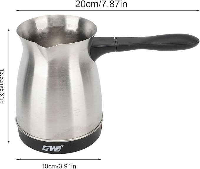 Yunir Electric Coffee Pot 600ML Stainless Steel Ergonomic Handle Coffee Maker Kettle 5 Cups Turkish Electric Percolator Coffee Pot for Tea Milk