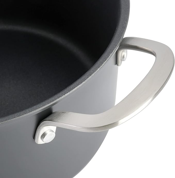 10-Piece Nonstick Aluminum Cookware Set – Heavy-Gauge Pots and Pans with Teflon Interior Cool-Touch Silicone Handles Scratch-Resistant Glacier Blue Finish (Black)
