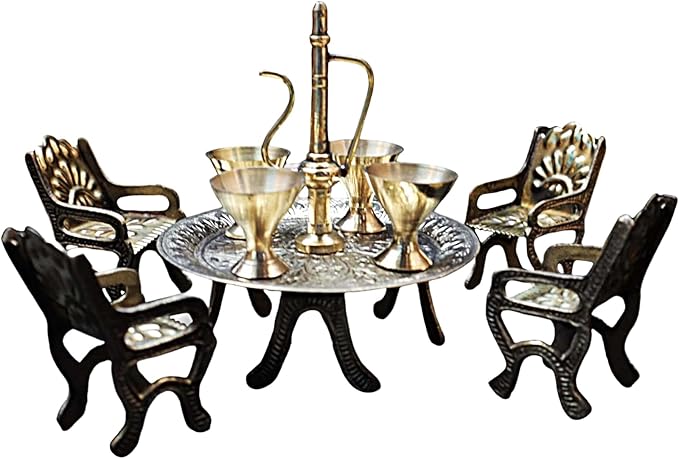 Miniature Dinner Barware Set - Show Pieces for Home Decor Items for Bedroom Living Room Brass Raja Set Showpiece