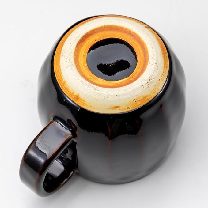 Asayu Japan Ceramic Coffee Pour Over Maker Set in Chocolate Brown Slow Brewing Paper Filter Holder and Dripper with 3 Holes for Coffee and Tea (Accessory Ceramic Mug)